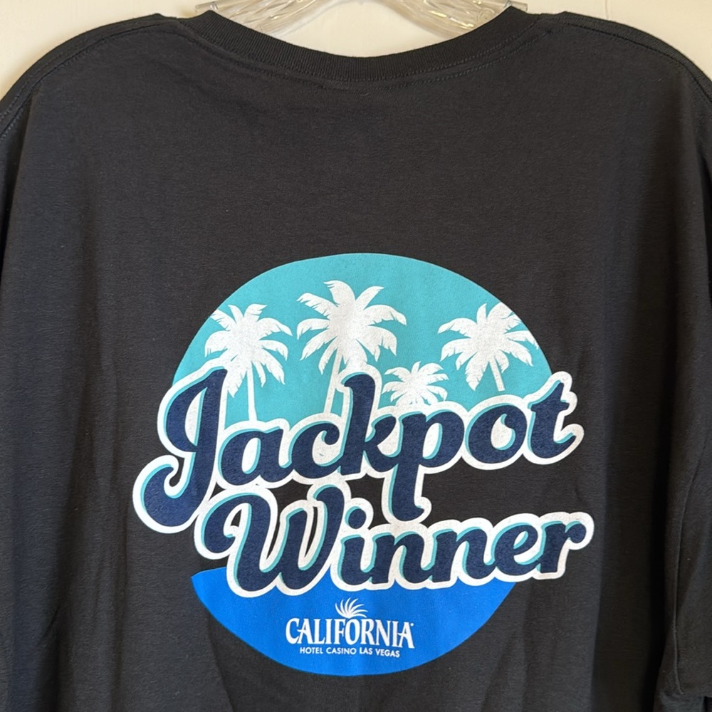 AT THE CAL JACKPOT WINNER California Hotel Casino Las Vegas Black T-Shirt XL - Picture 4 of 9